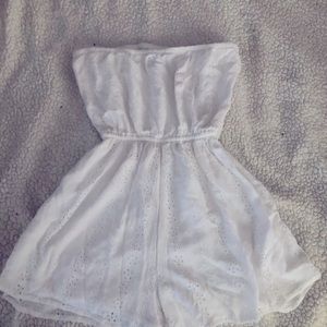 White hollister eyelet romper